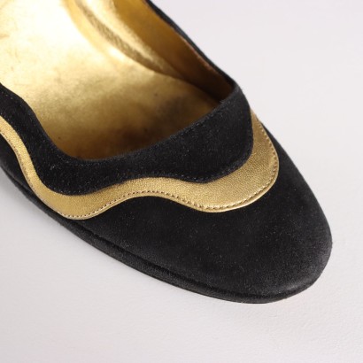 Prada Scarpe Suede Nero e Oro