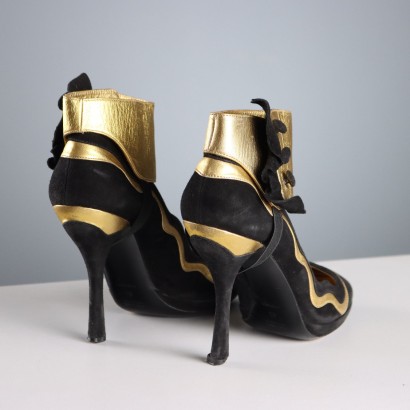 Prada Scarpe Suede Nero e Oro