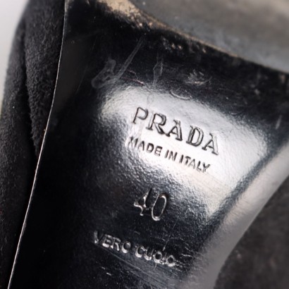 Prada Scarpe Suede Nero e Oro