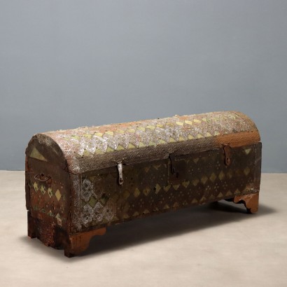 Reisekoffer im Renaissance Stil Holz Italien XIX Jhd