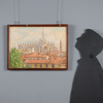 Triple painting by Giuseppe Viviani, Three views of Milan, Giuseppe Viviani, Giuseppe Viviani, Giuseppe Viviani, Giuseppe Viviani, Giuseppe Viviani