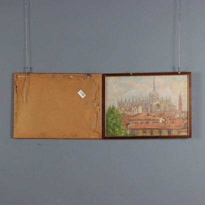 Triple painting by Giuseppe Viviani, Three views of Milan, Giuseppe Viviani, Giuseppe Viviani, Giuseppe Viviani, Giuseppe Viviani, Giuseppe Viviani