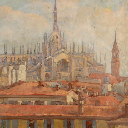 Triple painting by Giuseppe Viviani, Three views of Milan, Giuseppe Viviani, Giuseppe Viviani, Giuseppe Viviani, Giuseppe Viviani, Giuseppe Viviani