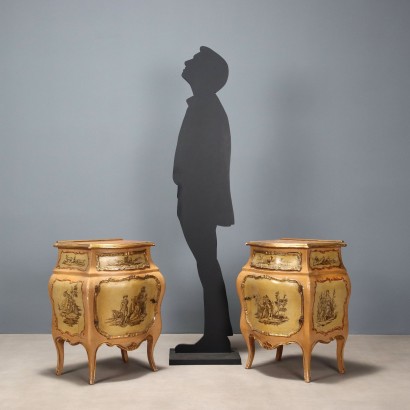 Pair of Baroque-style bedside tables, Pair of Baroque-style bedside tables, Pair of Baroque-style bedside tables
