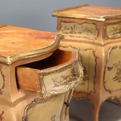 Pair of Baroque-style bedside tables, Pair of Baroque-style bedside tables, Pair of Baroque-style bedside tables