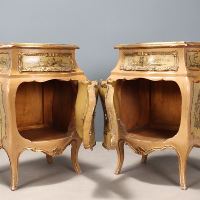 Pair of Baroque-style bedside tables, Pair of Baroque-style bedside tables, Pair of Baroque-style bedside tables