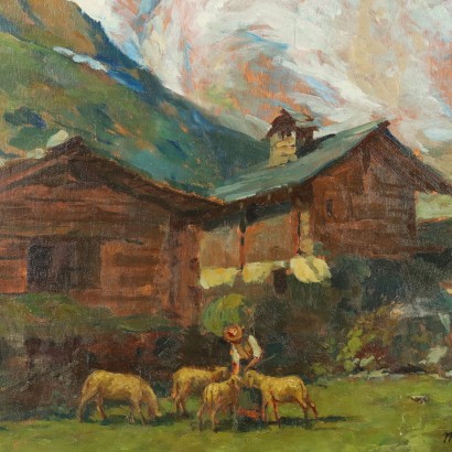 Peinture de Mario Moretti Foggia, Paysage de montagne, Mario Moretti Foggia, Mario Moretti Foggia, Mario Moretti Foggia