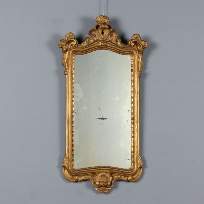 Small Gilded and Carved Wooden Mirror