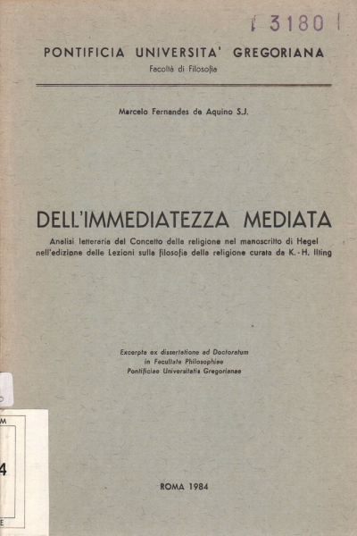 Dell'immediatezza mediata, Marcelo Fernandes de Aquino