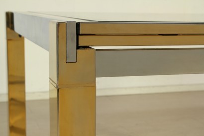 Modernariato, tavolo, tavolo allungabile,tavolo in metallo, tavolo in cristallo, quattro sedie, tavolo con sedie