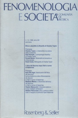 Fenomenologia e società. Periodico di filosofia, nn. 1-2, 1996 anno XIX