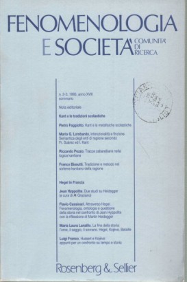 Fenomenologia e società, periodico di filosofia - nn. 2-3, 1995, anno XVIII