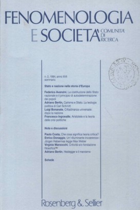 Fenomenologia e società, comunità di ricerca - n. 2, anno XVII, 1994