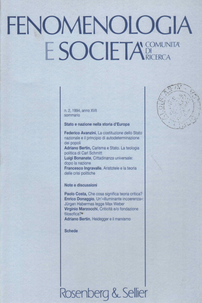 Fenomenologia e società comunità di ricerca - n. , AA.VV.