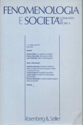 Fenomenologia e società, Periodico di filosofia - n. 3, 1993, anno XVI