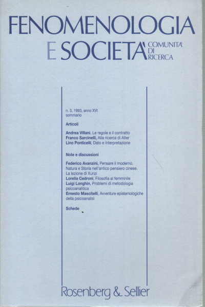Fenomenologia e società Periodico di filosofia - , AA.VV.