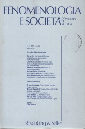 Fenomenologia e società. Periodico di filosofia - n.1, 1997, anno XX