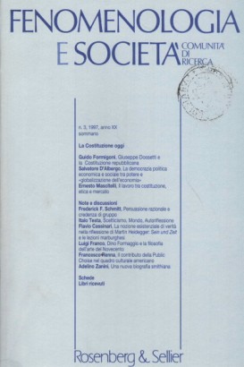 Fenomenologia e società. Periodico di filosofia - n.3, 1997, anno XX