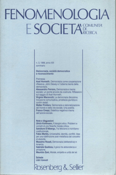Fenomenologia e società. Periodico di filosofia - , AA.VV.