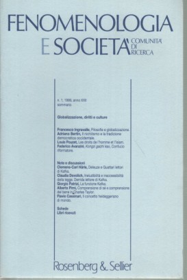 Fenomenologia e società. Periodico di filosofia - n.1, 1999, anno XXII