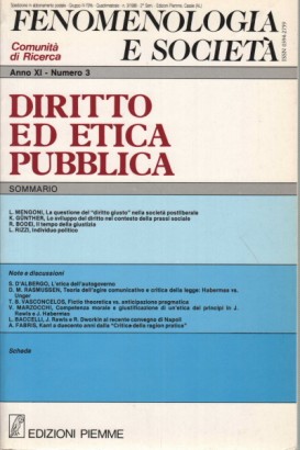 Fenomenologia e società. Periodico di filosofia - n. 3, 1988, anno XI,