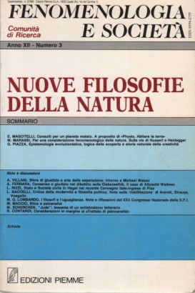 Fenomenologia e società. Periodico di filosofia - n. 3, 1989 anno XXII