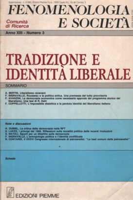 Fenomenologia e società. Periodico di filosofia - n. 3, 1990, anno XIII