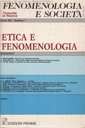 Fenomenologia e società. Periodico di filosofia - n. 1, 1991, anno XIV