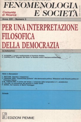Fenomenologia e società. Periodico di filosofia - n. 3, 1991, anno XIV