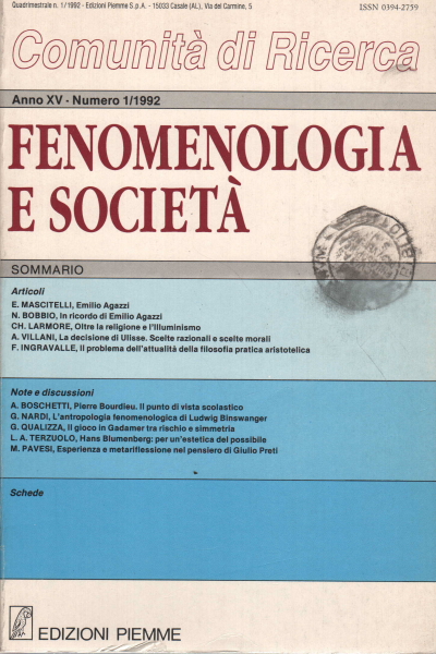 Fenomenologia e società. Periodico di filosofia - , AA.VV.