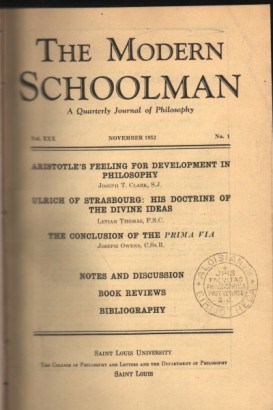 The Modern Schoolman volume XXIX, 1951-1952