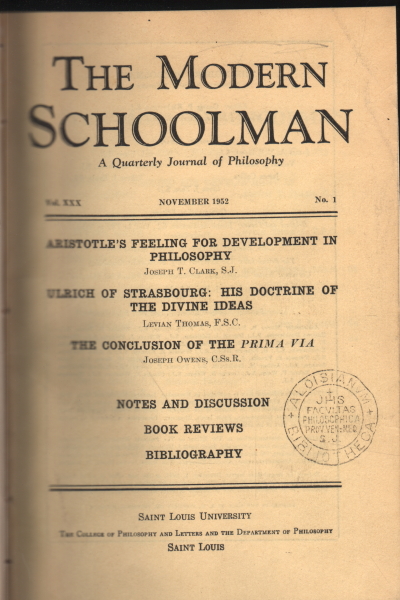 The Modern Schoolman volume XXIX 1951-1952, AA.VV.