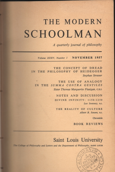 The Modern Schoolman volume XXXIV 1956-1957, AA.VV.