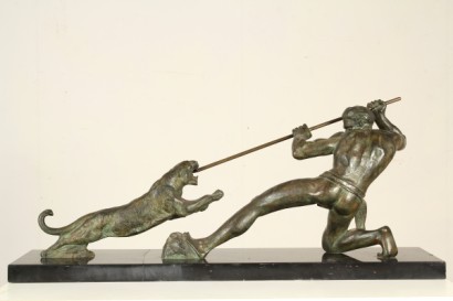 bronze, black marble, Salvatore Melani, hunter, #antiques, #bronzi