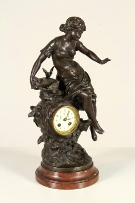 reloj, escultura, bronce, mármol, Moreau, 900, #antiques, #bronzi