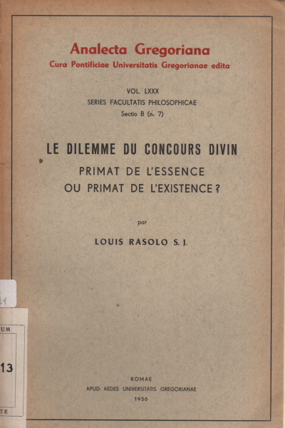 Le dilemme duconcours divin, Louis Rasolo