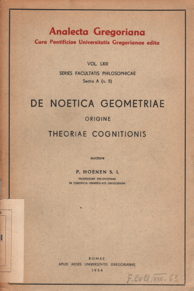 De noetica geometriae, P. Hoenen