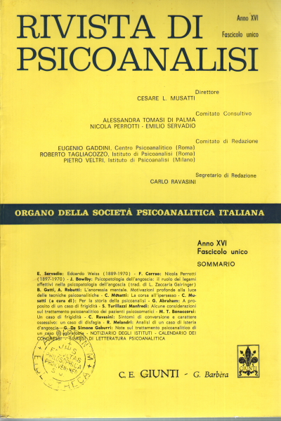 Rivista di psicoanalisi, anno XVI, 1970
