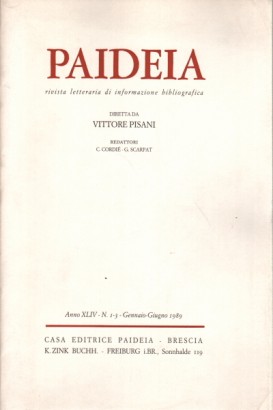 Paideia. Anno XLIV, 1989. Volumi 2