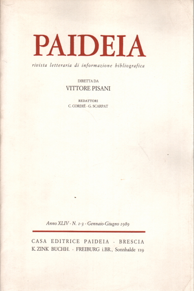Paideia. Anno XLIV, 1989. Volumi 2