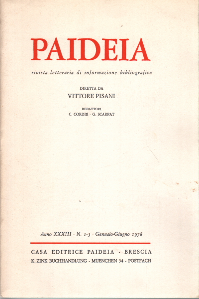 Paideia. Anno XXXIII, 1978. Volumi 2