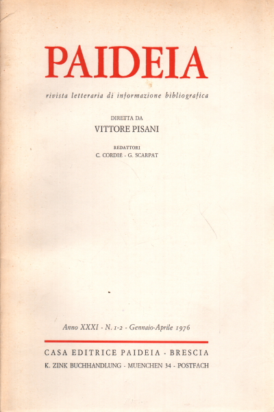 Paideia. Anno XXXI, 1976. Volumi 3