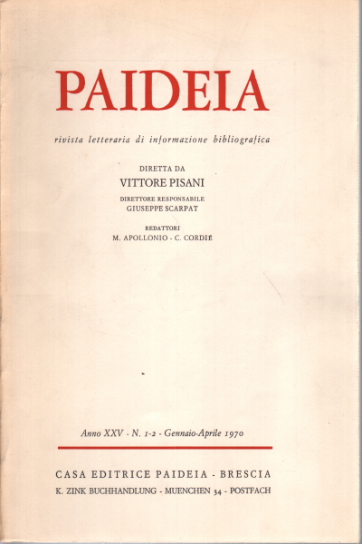 Paideia. Anno XXV, 1970. Volumi 2