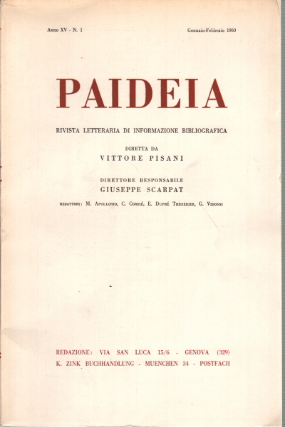 Paideia. Anno XV, 1960. Volumi 5