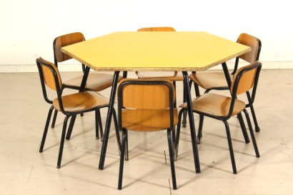 mesa, mesa para niños, madera de formica, metal pintado, made in Italy, #modernariat, #tables, # {* $ 0 $ *}