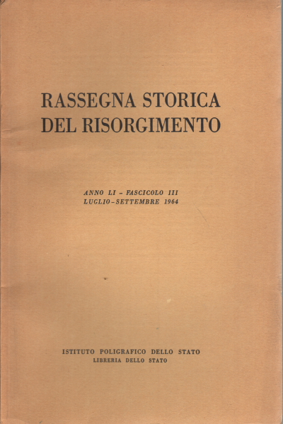 Revue historique du fascic Risorgimento année LI, AA.VV.