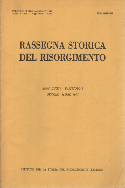 Rassegna storica del Risorgimento anno LXXXIV fa, AA.VV.