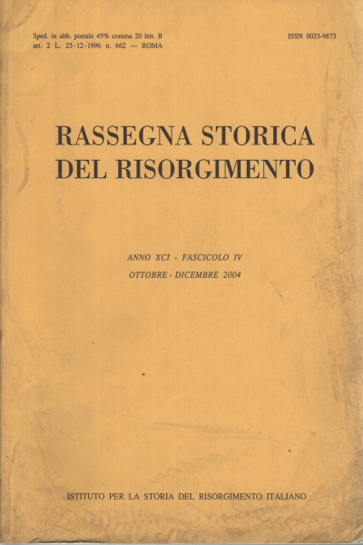 Rassegna storica del Risorgimento, jahr XCI-strahlen, AA.VV.