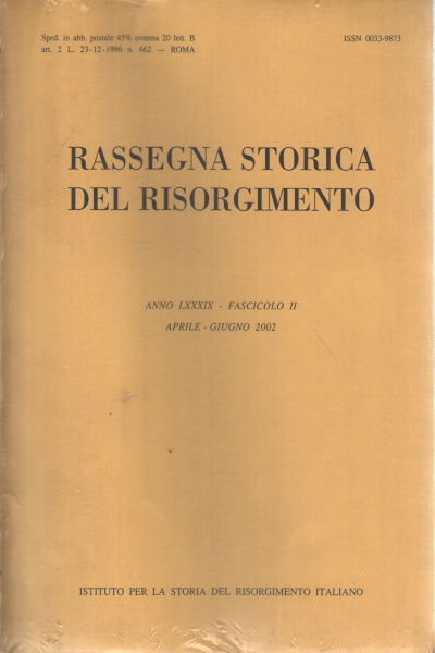 Rassegna storica del Risorgimento, jahr LXXXIX fa, AA.VV.