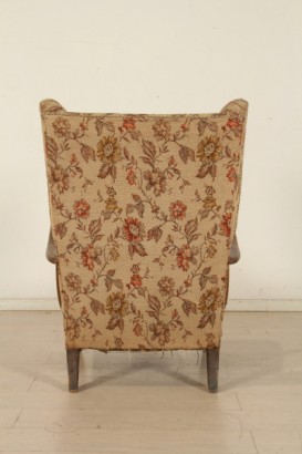 fauteuil, années 40-50, hêtre, tissu, fabriqué en Italie, # antiquités modernes, # fauteuils, # {* $ 0 $ *}